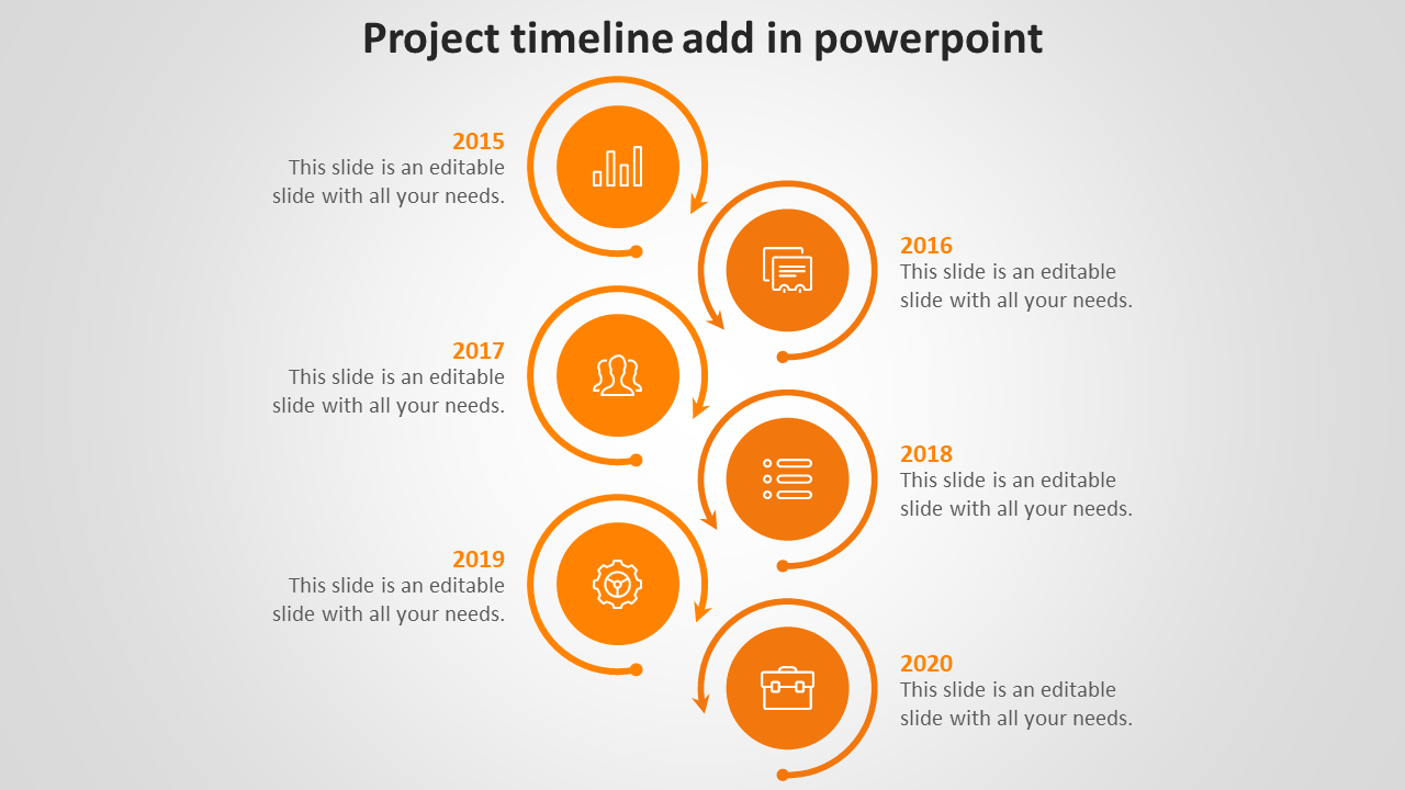 project timeline add in powerpoint-orange